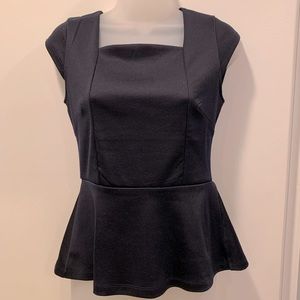 Navy Peplum Top from The Limited, Size Extra Small